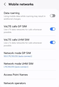 5G Settings