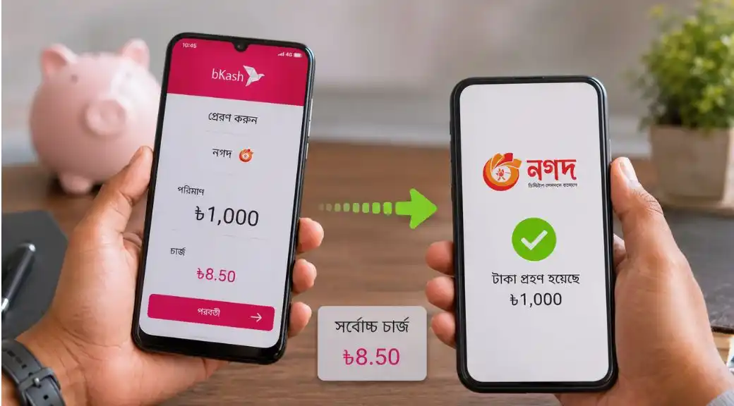 বিকাশ থেকে নগদে ১০০০ টাকা পাঠালে কত চার্জ হবে? | নতুন NPSB চার্জ ২০২৫