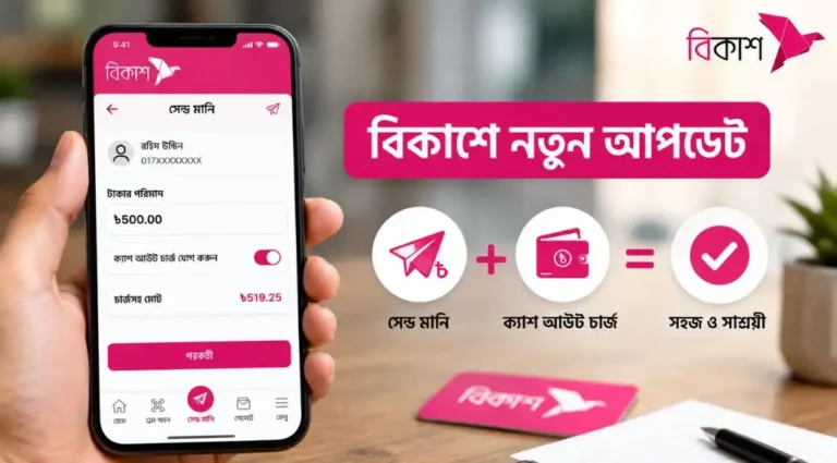 বিকাশে নতুন আপডেট: এখন সেন্ড মানির সাথে যুক্ত হবে ক্যাশ আউট চার্জ
