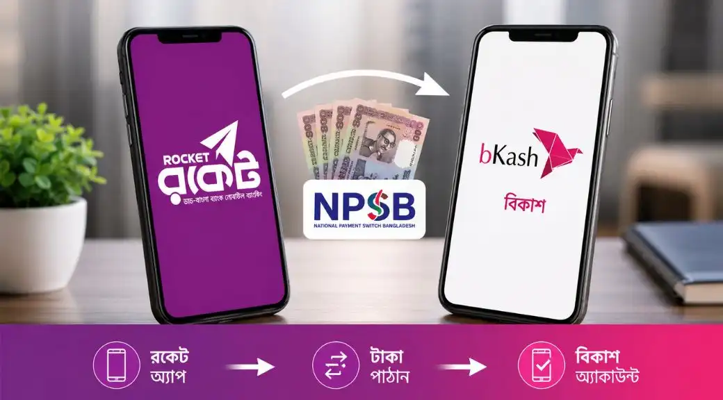 রকেট থেকে বিকাশে টাকা পাঠানোর নিয়ম (নতুন আপডেটসহ)