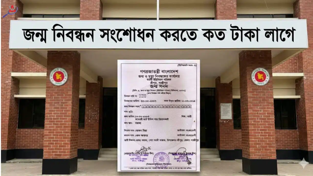 জন্ম নিবন্ধন সংশোধন করতে কত টাকা লাগে