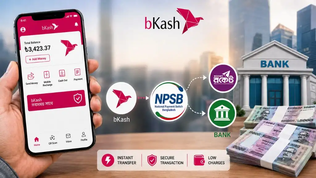 বিকাশে NPSB ট্রান্সফার চালু! রকেট ও ব্যাংকে মুহূর্তেই টাকা পাঠানোর নিয়ম-চার্জ