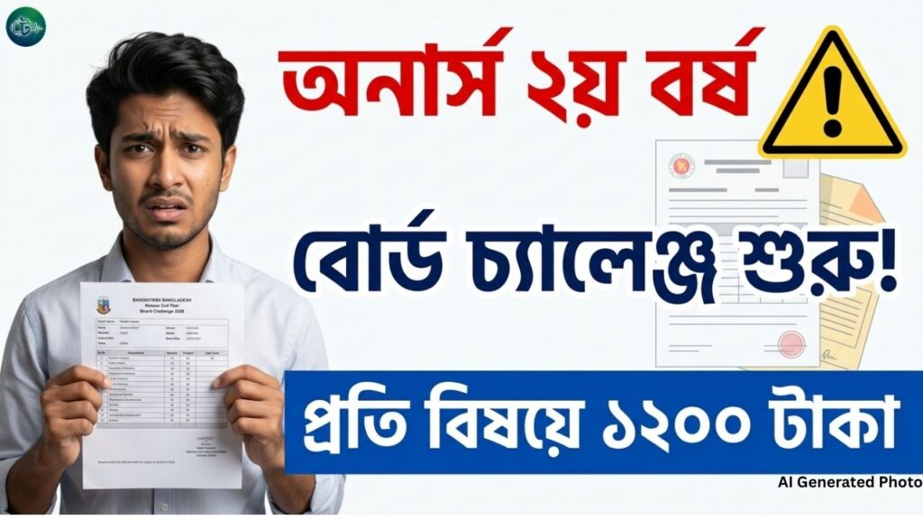 অনার্স ২য় বর্ষের বোর্ড চ্যালেঞ্জ শুরু ৩০ মার্চ আবেদন পদ্ধতি ও ফি জানুন।