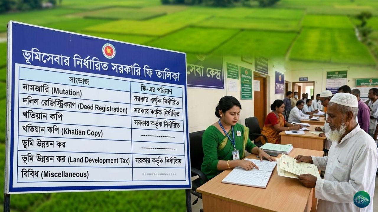 ভূমিসেবার নির্ধারিত সরকারি ফি তালিকা