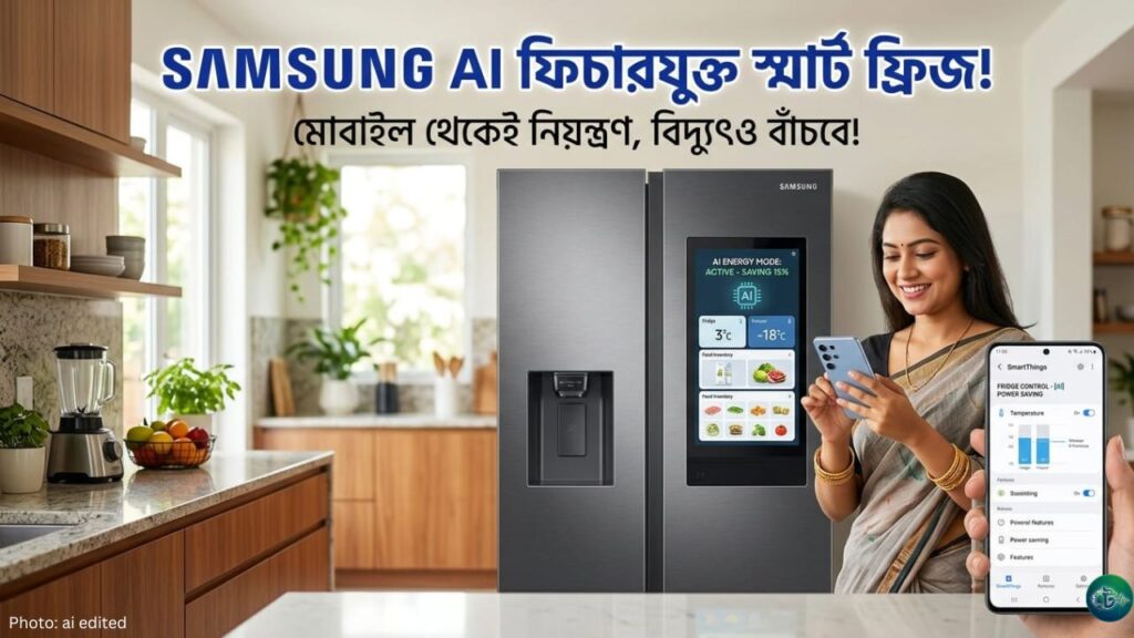 এআই ফিচারযুক্ত স্মার্ট ফ্রিজ আনল স্যামসাং! মোবাইল থেকেই নিয়ন্ত্রণ, বিদ্যুৎও বাঁচবে
