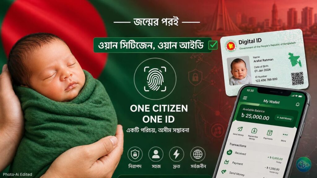 জন্মের পরই মিলবে ডিজিটাল আইডি ও ওয়ালেট,‘ওয়ান সিটিজেন, ওয়ান আইডি’
