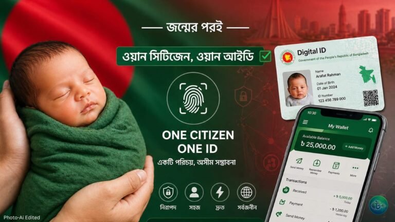 জন্মের পরই মিলবে ডিজিটাল আইডি ও ওয়ালেট,‘ওয়ান সিটিজেন, ওয়ান আইডি’