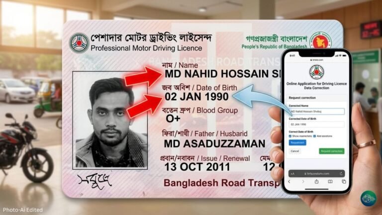 ড্রাইভিং লাইসেন্স সংশোধনের অনলাইন নিয়ম ২০২৬