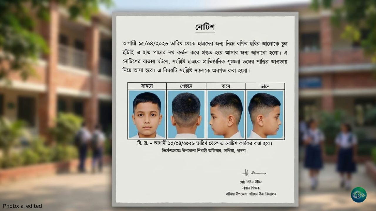 পাবনায় শিক্ষার্থীদের নির্দিষ্ট চুলের কাট বাধ্যতামূলক, না মানলে শাস্তি