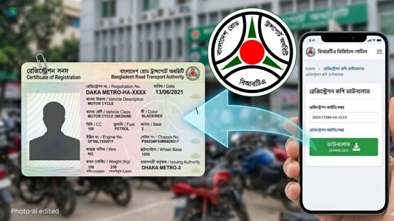 বাইকের স্মার্ট রেজিস্ট্রেশন কার্ড হারালে অনলাইনে কপি ডাউনলোড করার নিয়ম