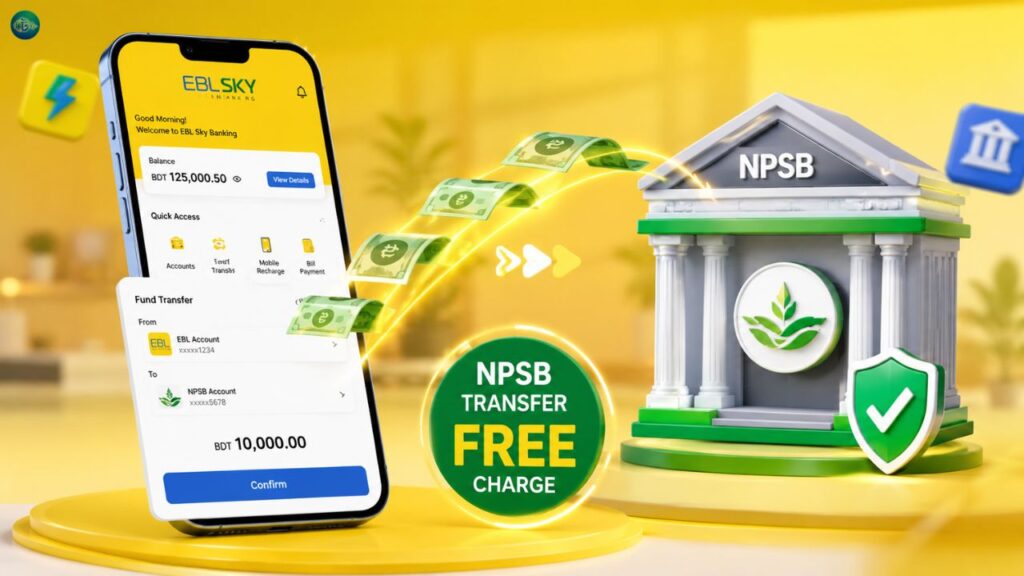 ইবিএল স্কাই ব্যাংকিং অ্যাপে নতুন আপডেট, NPSB ট্রান্সফার এখন সম্পূর্ণ ফ্রি