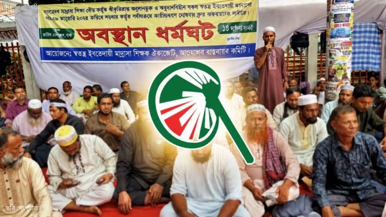 ইবতেদায়ি মাদ্রাসার শিক্ষকরা রাজপথে, সরকারের দ্বিচারিতার অভিযোগ ইসলামী আন্দোলনের