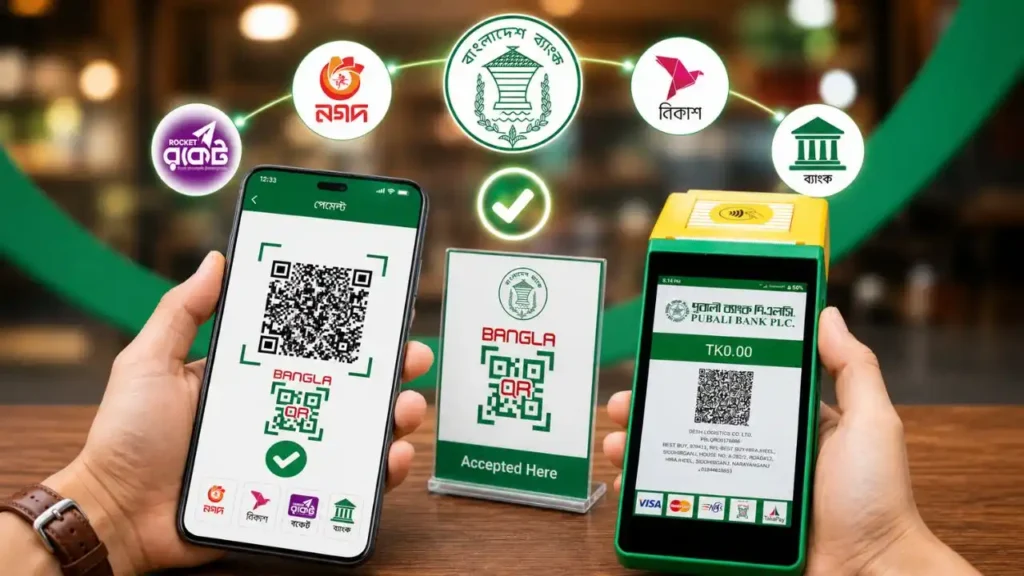 যেকোনো ব্যাংক, বিকাশ, নগদ বা রকেট থেকে বাংলা কিউআরে চার্জ ছাড়া পেমেন্ট করবেন যেভাবে
