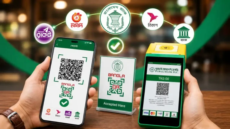 যেকোনো ব্যাংক, বিকাশ, নগদ বা রকেট থেকে বাংলা কিউআরে চার্জ ছাড়া পেমেন্ট করবেন যেভাবে
