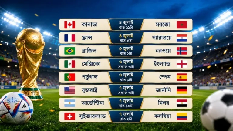 ফিফা বিশ্বকাপ ২০২৬: শেষ ষোলোর জমজমাট লড়াই শুরু, এক নজরে পুরো ম্যাচসূচি