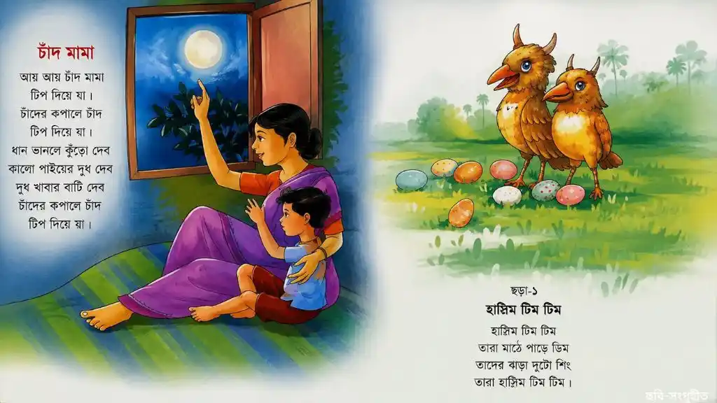 আয় আয় চাঁদ মামা না হাট্টিমাটিম টিম, শিশুর প্রথম ছড়া কোনটি?