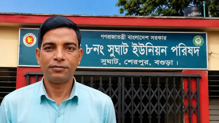বগুড়ার শেরপুরের ৮নং সুঘাট ইউনিয়নে প্যানেল চেয়ারম্যানের বিরুদ্ধে ভাতা পাইয়ে দেওয়ার নামে টাকা দাবি, শ্রমিকের পাওনা না দেওয়ার অভিযোগ