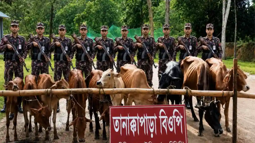 মাটিরাঙা সীমান্তে বিজিবির অভিযান, ৭ লাখ টাকার ভারতীয় গরু জব্দ