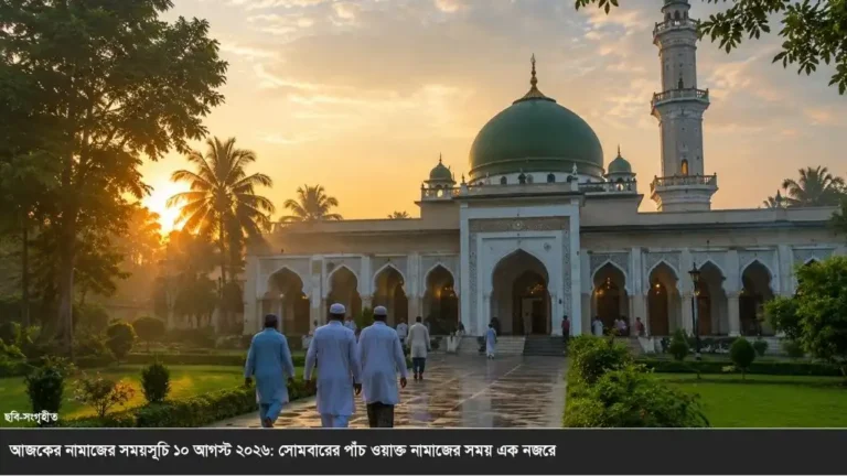 ১০ আগস্ট ২০২৬ সোমবারের নামাজের সময়সূচি: ঢাকা ও পার্শ্ববর্তী এলাকার পূর্ণ সময়সূচি