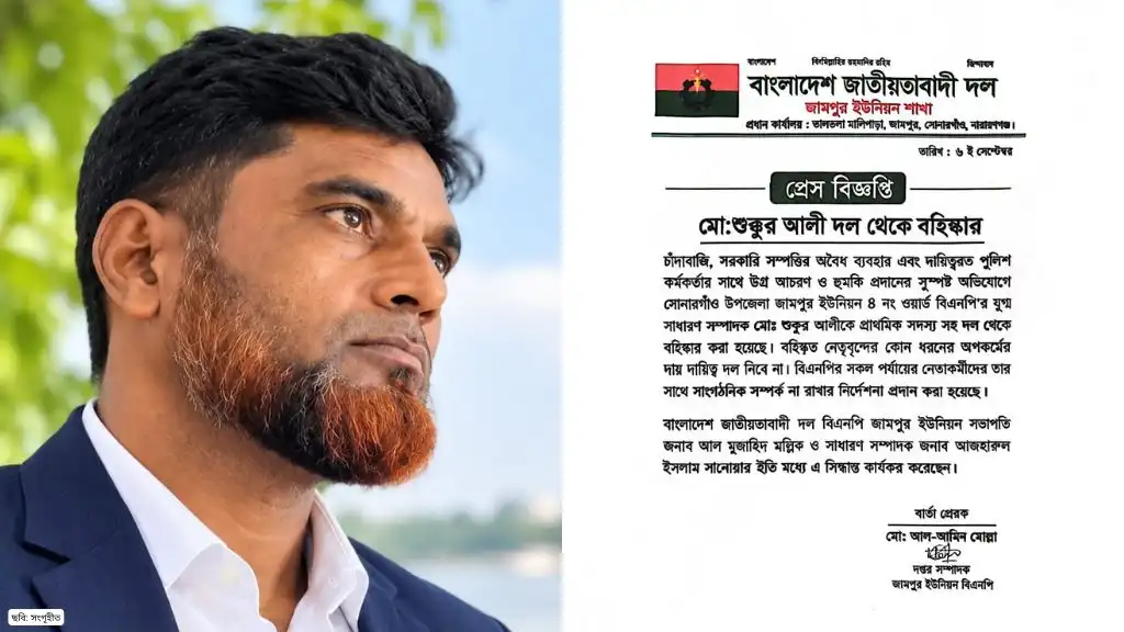 চাঁদাবাজির অভিযোগে বিএনপি নেতা বহিষ্কার