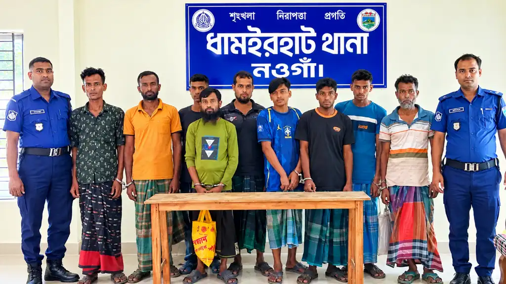 নওগাঁর ধামইরহাটে পুলিশের বিশেষ অভিযানে বিভিন্ন মামলার ৯ আসামি গ্রেপ্তার