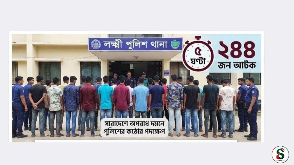 লক্ষ্মীপুরের ছয় থানায় কিশোর গ্যাংবিরোধী অভিযান, আটক ২৪৪