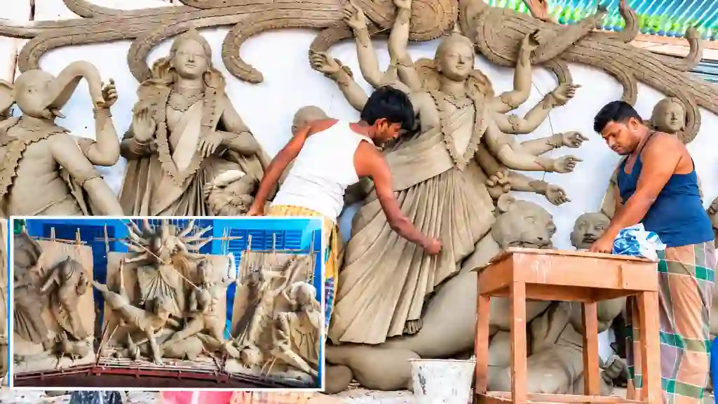 দুর্গোৎসবের আগমনী বার্তা, মোংলার ৩৫ মণ্ডপে প্রতিমা তৈরির ব্যস্ততা